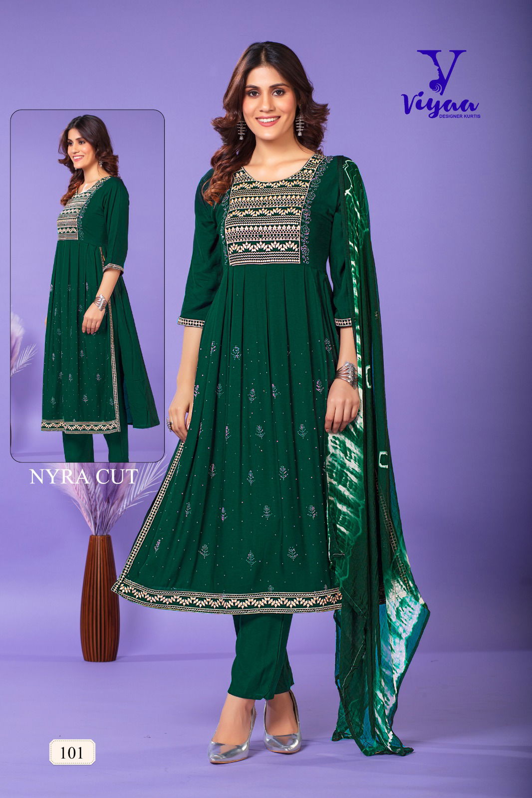 Glamour V1 By Viyaa Designer Kurti With Bottom Dupatta Catalog